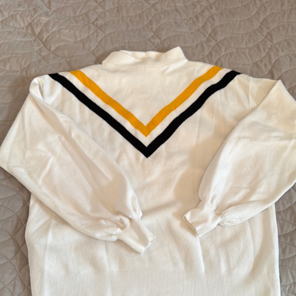 White Sweater with Yellow and Black Chevron
